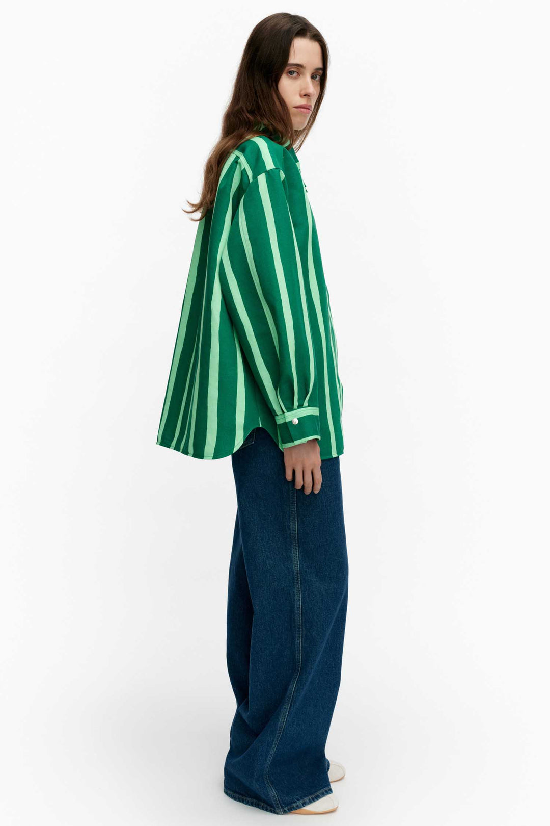 Kokoelma Piccolo Shirt in Green/Light Green Stripe