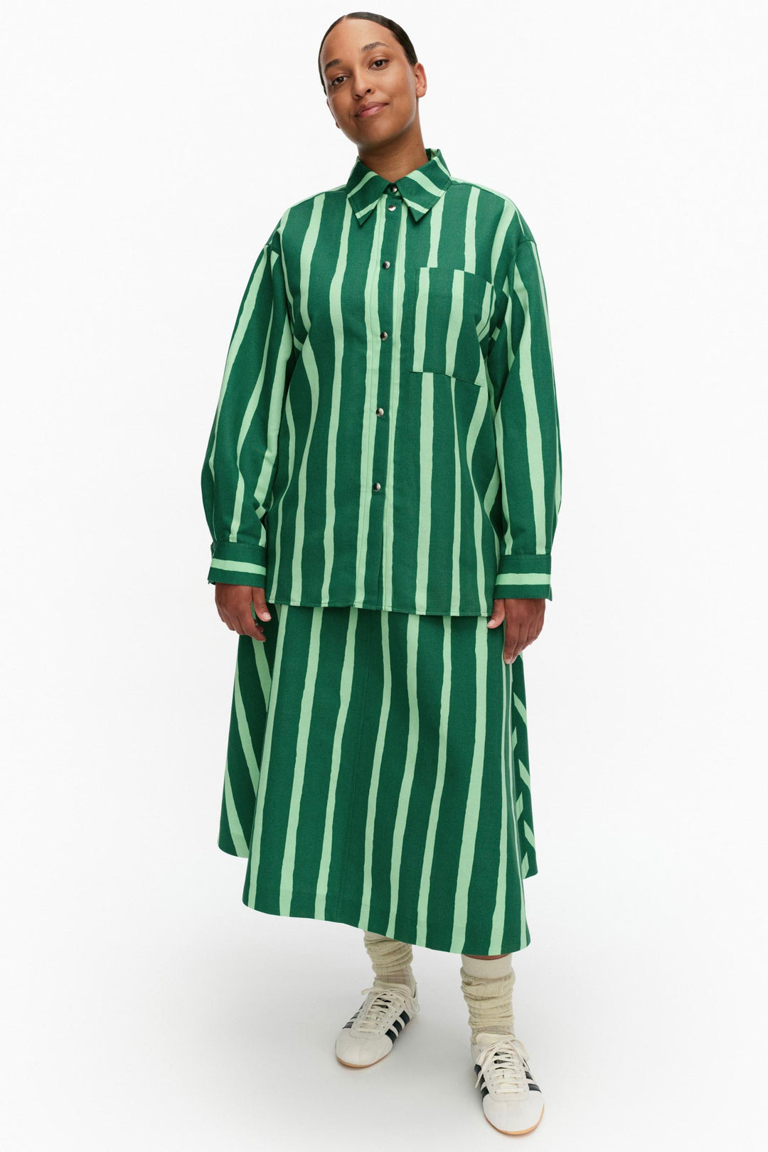 Kokoelma Piccolo Shirt in Green/Light Green Stripe