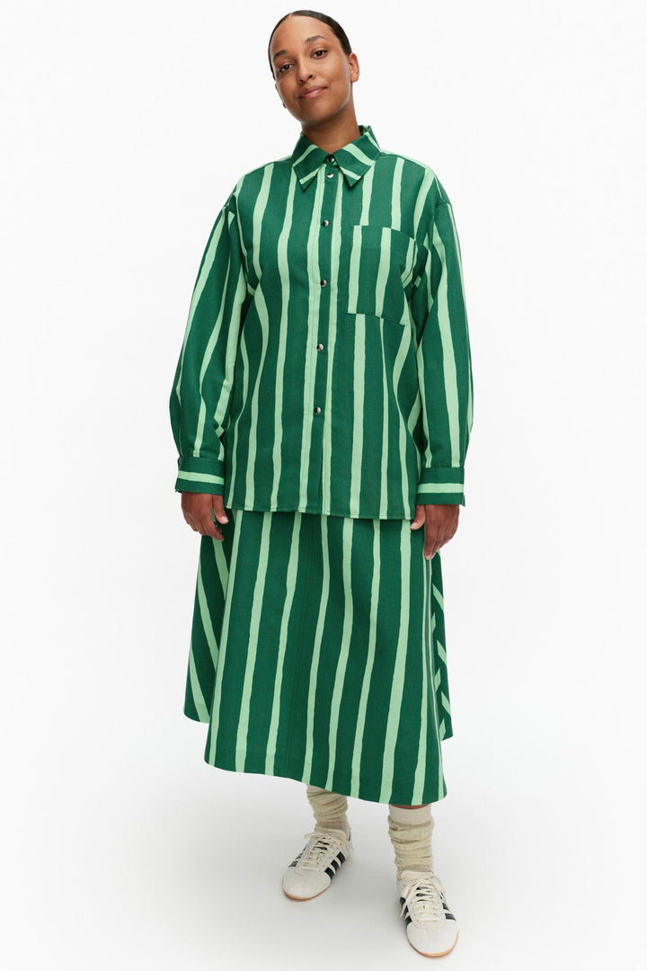 Kokoelma Piccolo Shirt in Green/Light Green Stripe