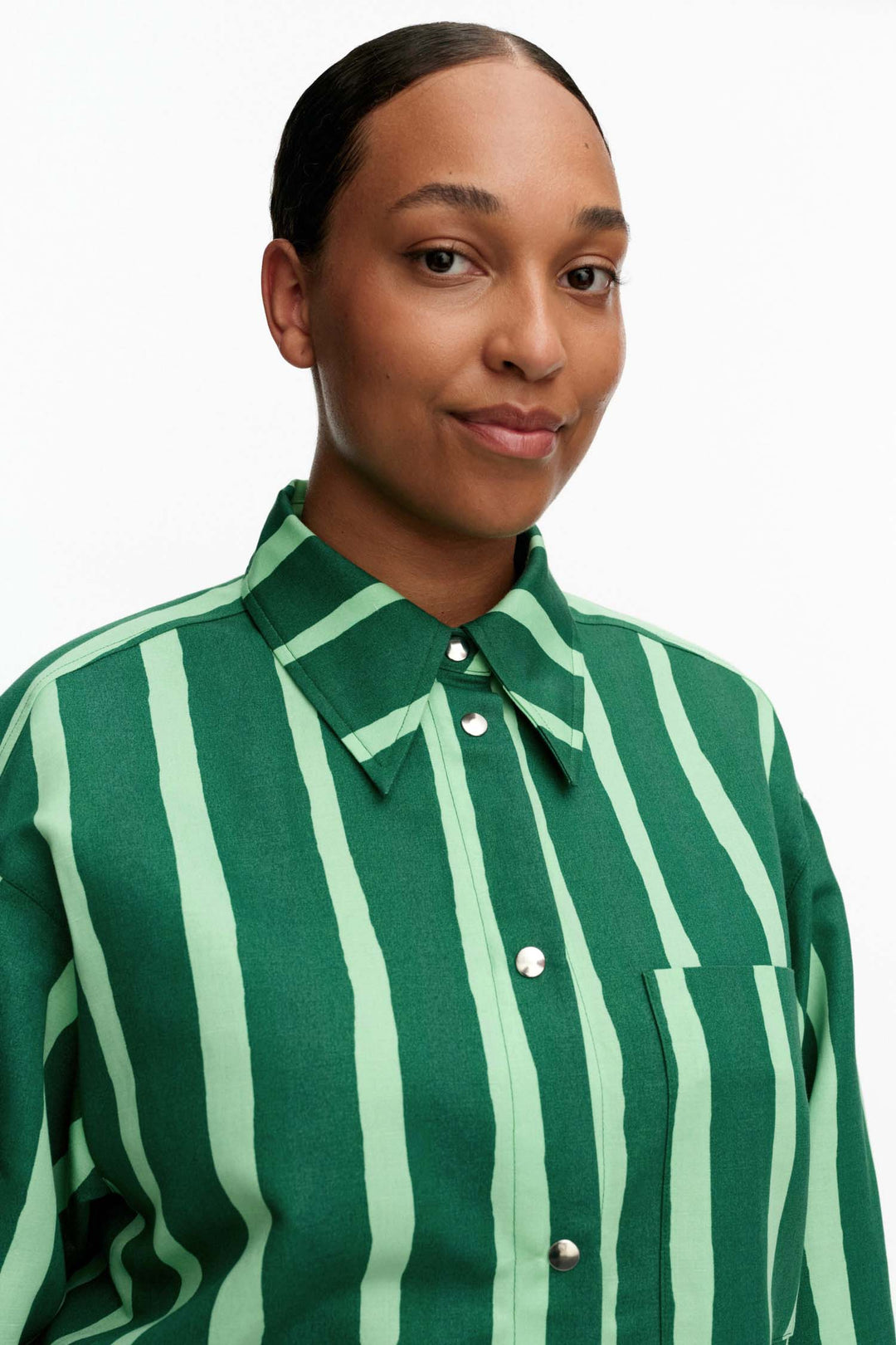 Kokoelma Piccolo Shirt in Green/Light Green Stripe