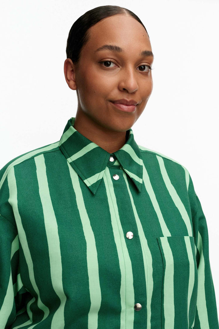 Kokoelma Piccolo Shirt in Green/Light Green Stripe
