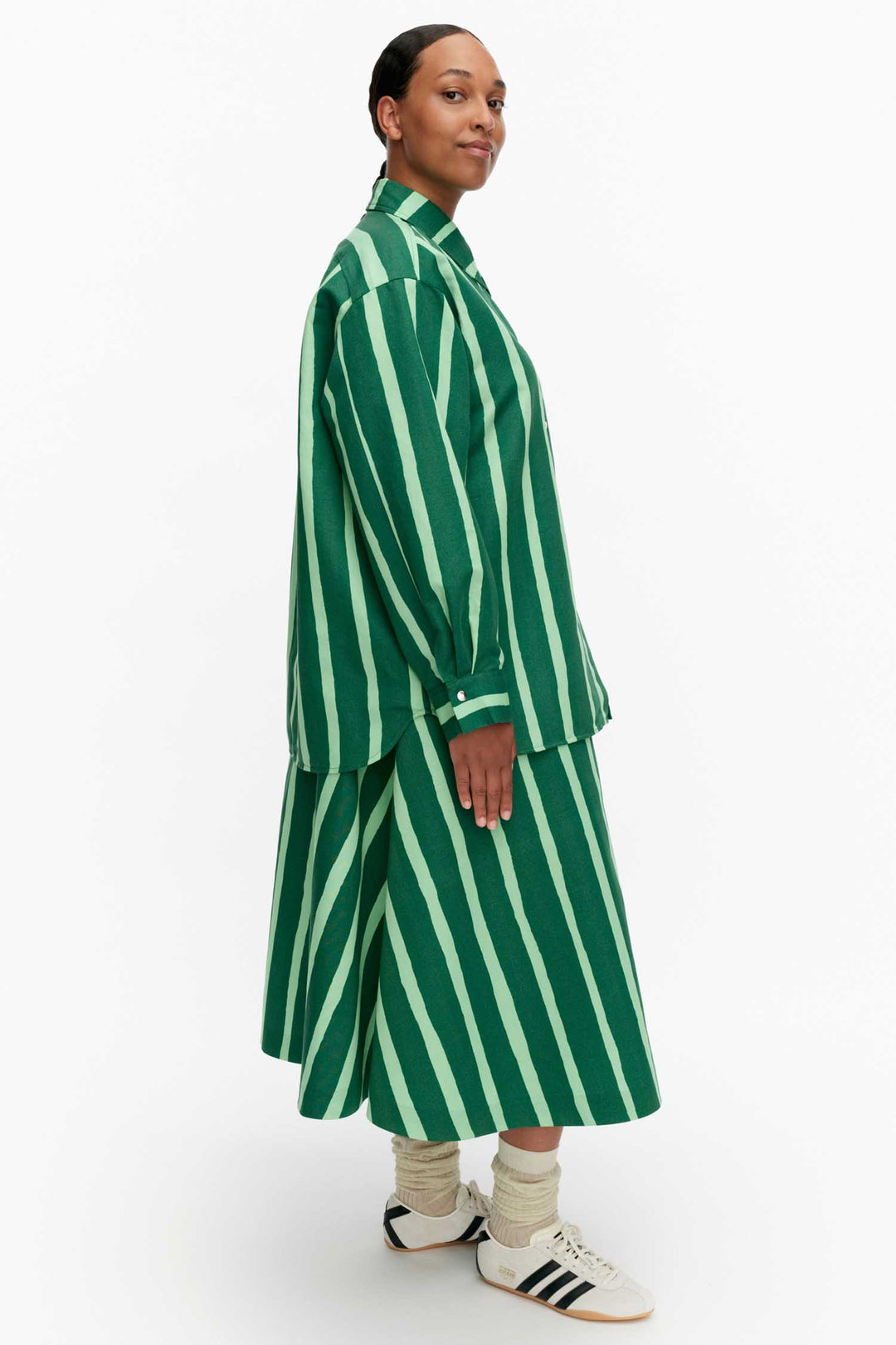 Kokoelma Piccolo Shirt in Green/Light Green Stripe