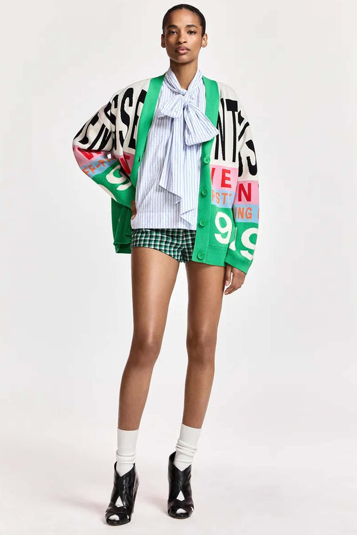 Kreezer Jacquard Knit Cardigan in Off White