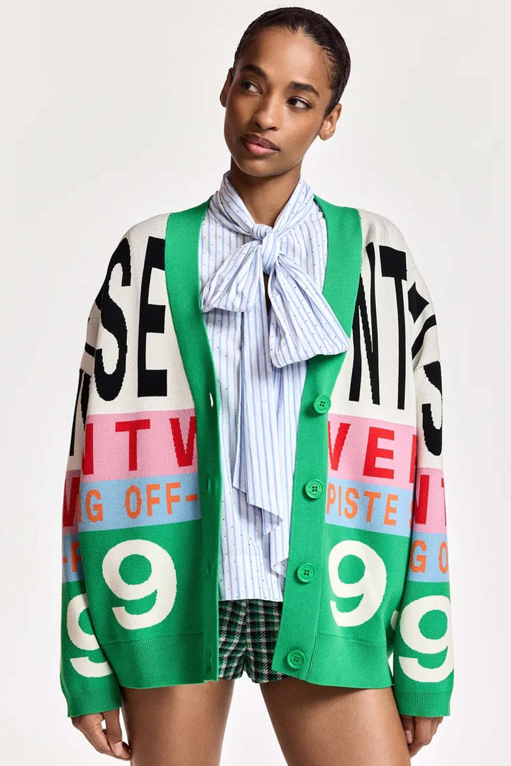 Kreezer Jacquard Knit Cardigan in Off White