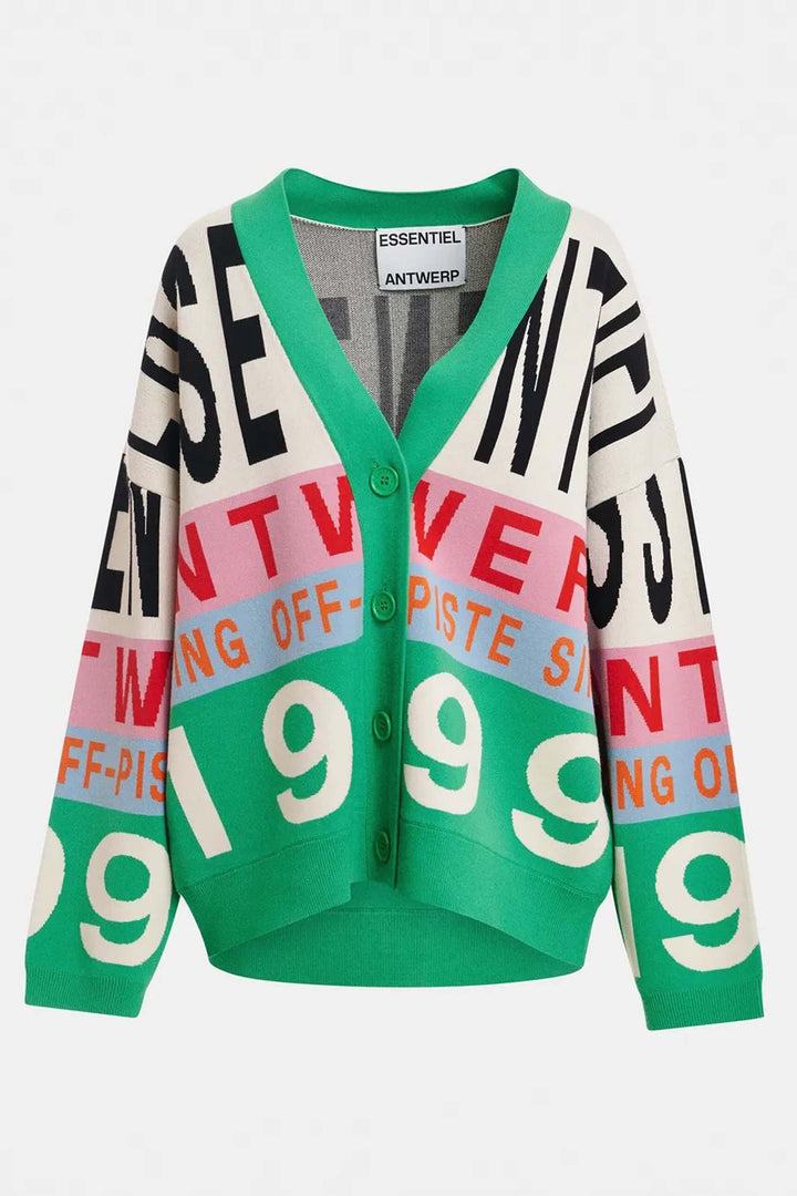 Kreezer Jacquard Knit Cardigan in Off White