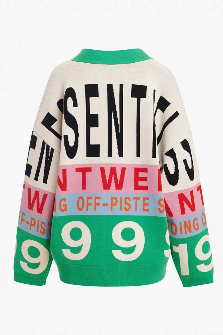 Kreezer Jacquard Knit Cardigan in Off White