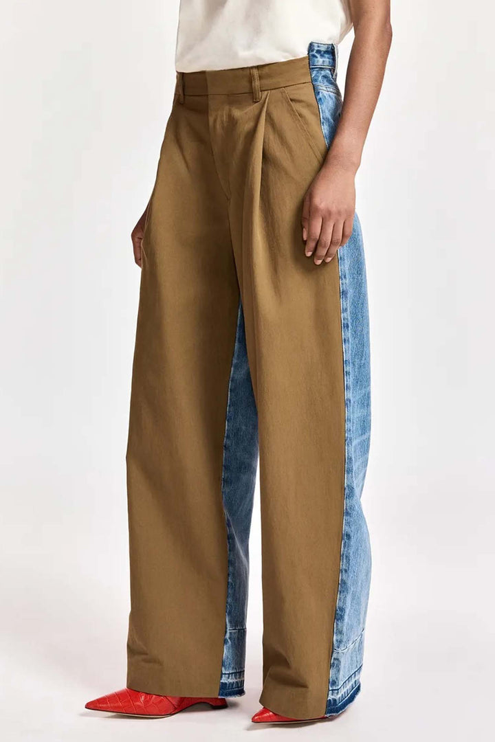 Krisp Fabric Mix Jeams in Camel Club