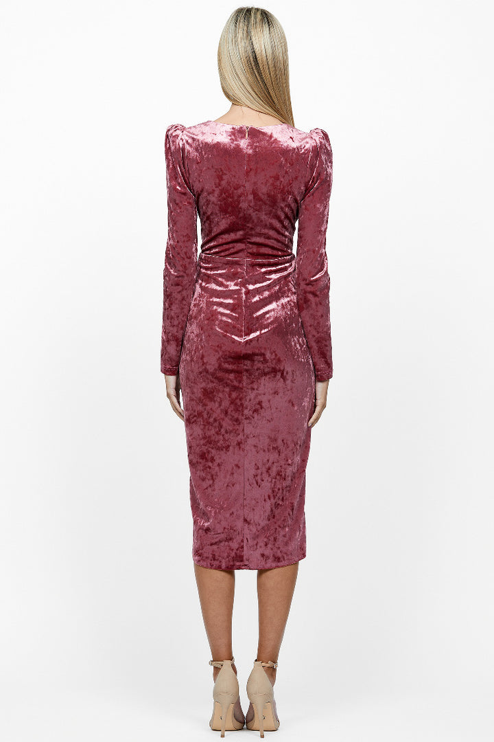 Lina LS Draped Midi Dress in Rose | FINAL SALE