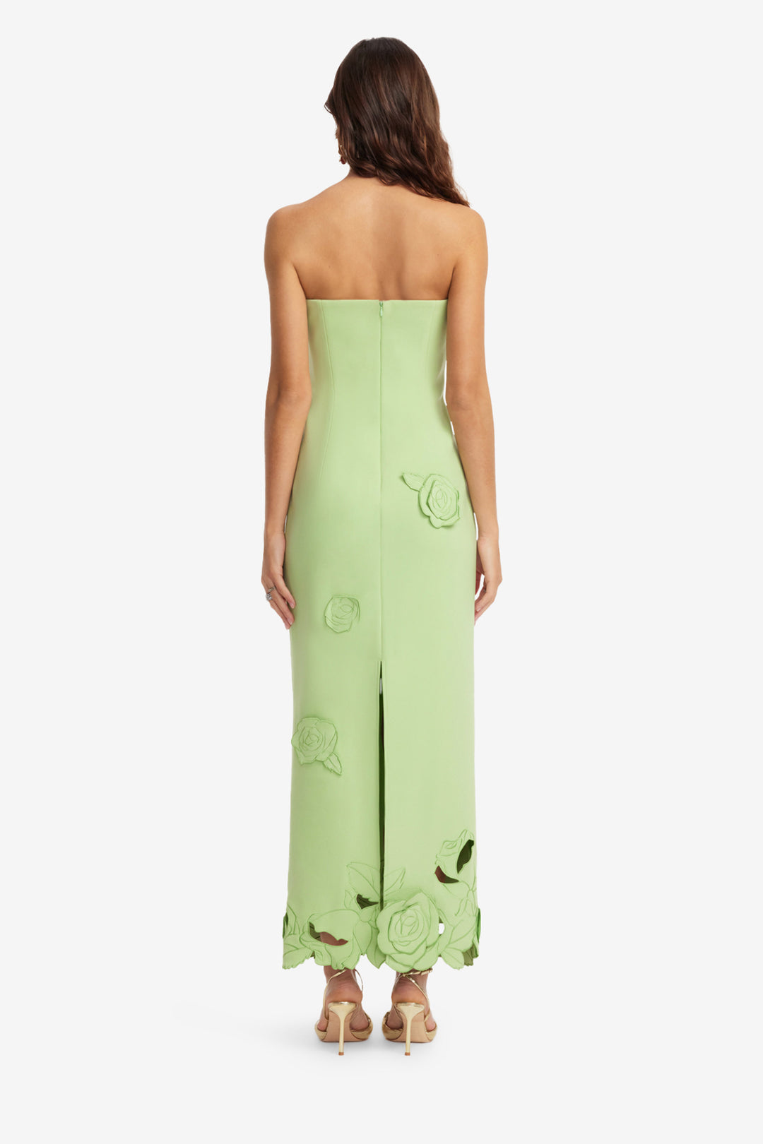 Rayna Applique Bustier Maxi Dress in Juniper Green