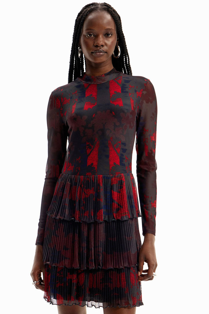 LS Pleated Print Mini Dress | FINAL SALE