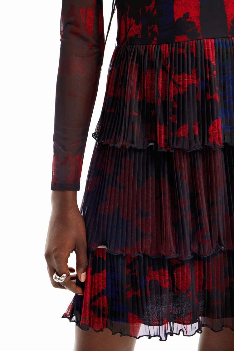 LS Pleated Print Mini Dress | FINAL SALE