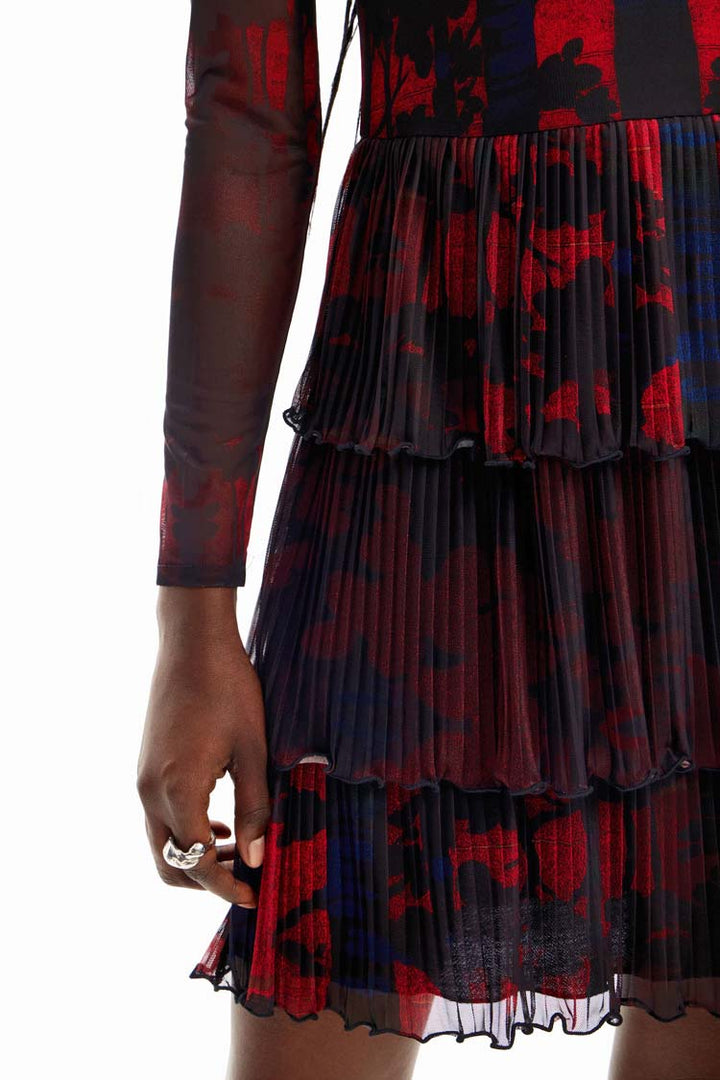LS Pleated Print Mini Dress | FINAL SALE