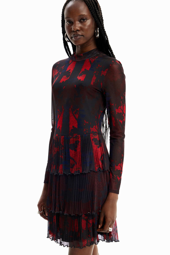 LS Pleated Print Mini Dress | FINAL SALE