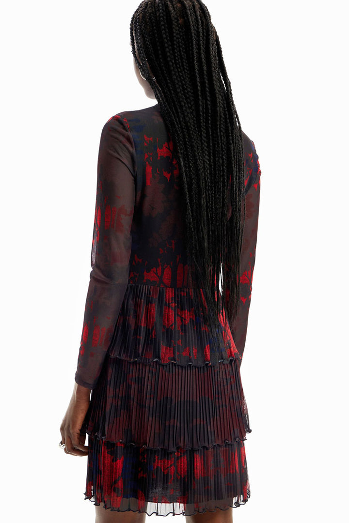 LS Pleated Print Mini Dress | FINAL SALE