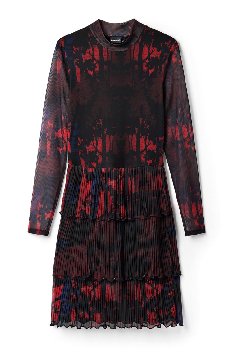 LS Pleated Print Mini Dress | FINAL SALE