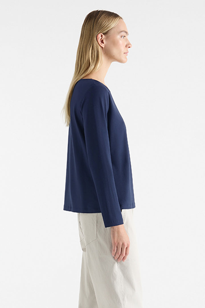 LS Relaxed Boat Neck in Denim