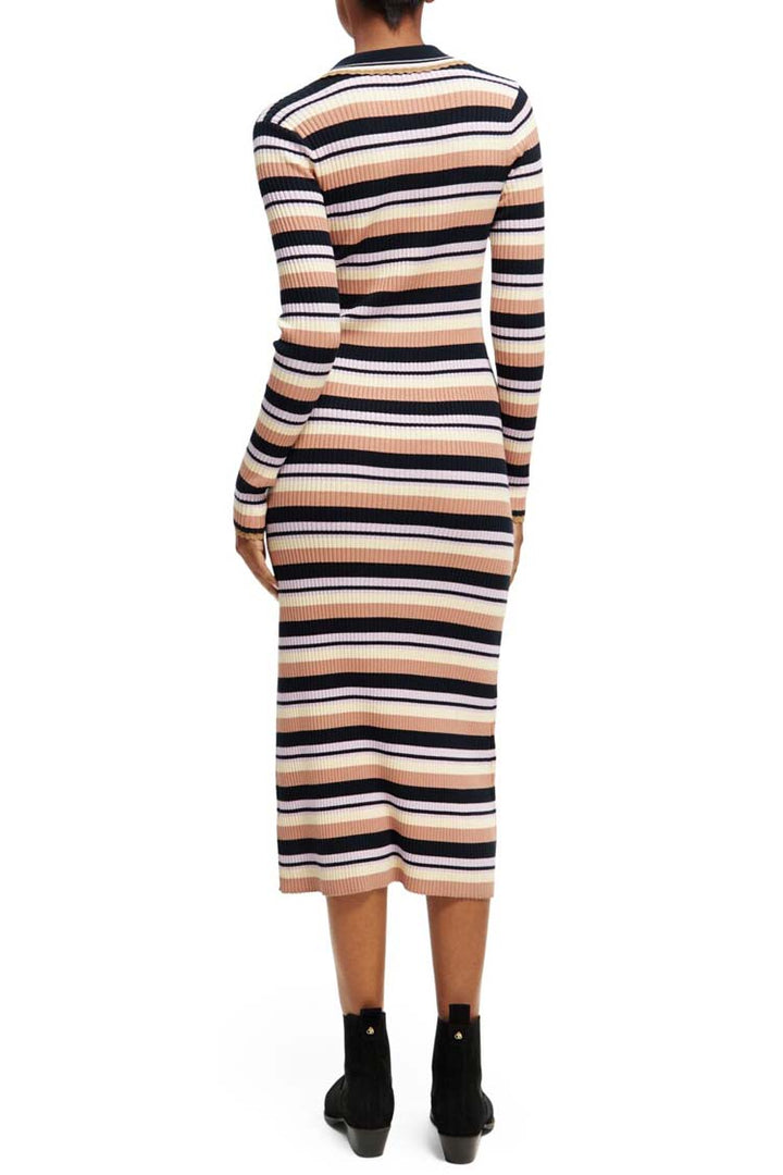 LS Rib Knitted Polo Midi Dress