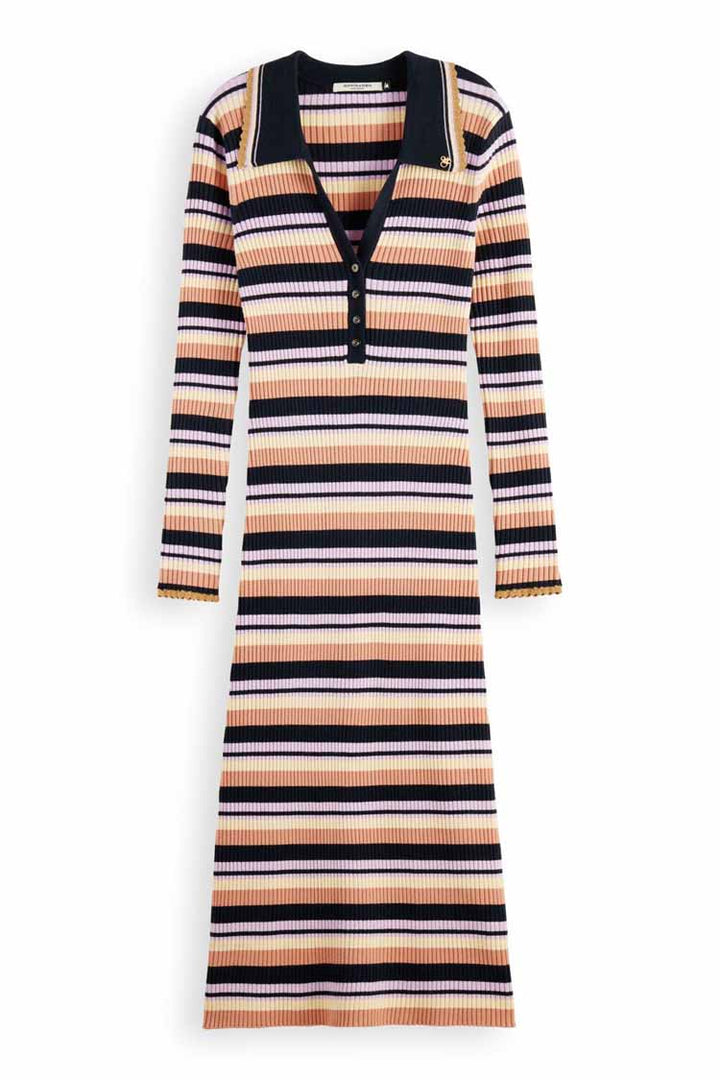 LS Rib Knitted Polo Midi Dress