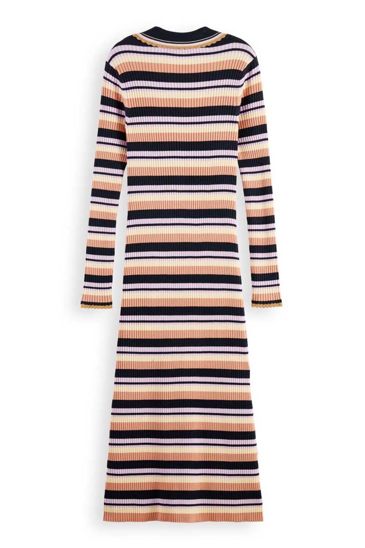 LS Rib Knitted Polo Midi Dress