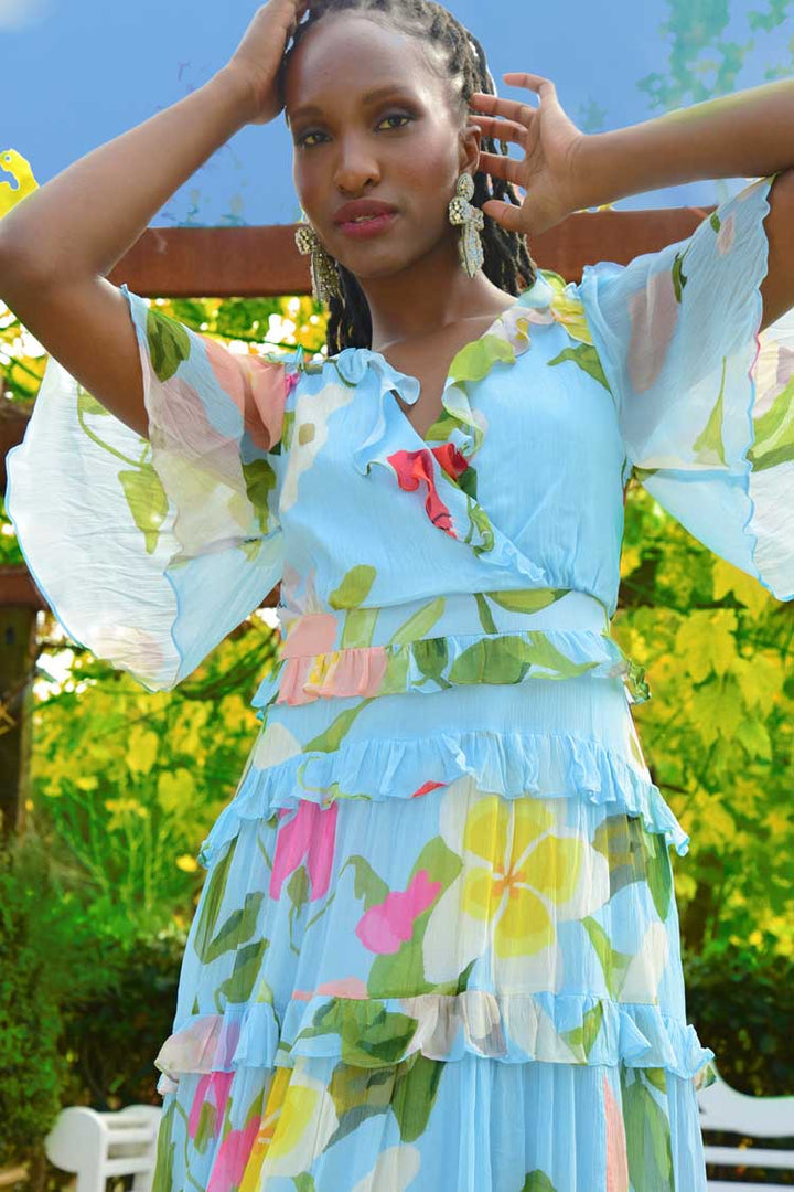 Lace It Up Dress in Blue Floral | FINAL SALE