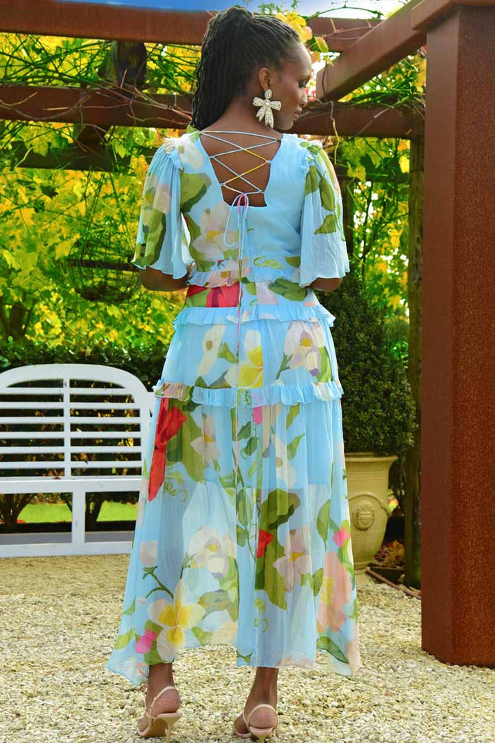 Lace It Up Dress in Blue Floral | FINAL SALE