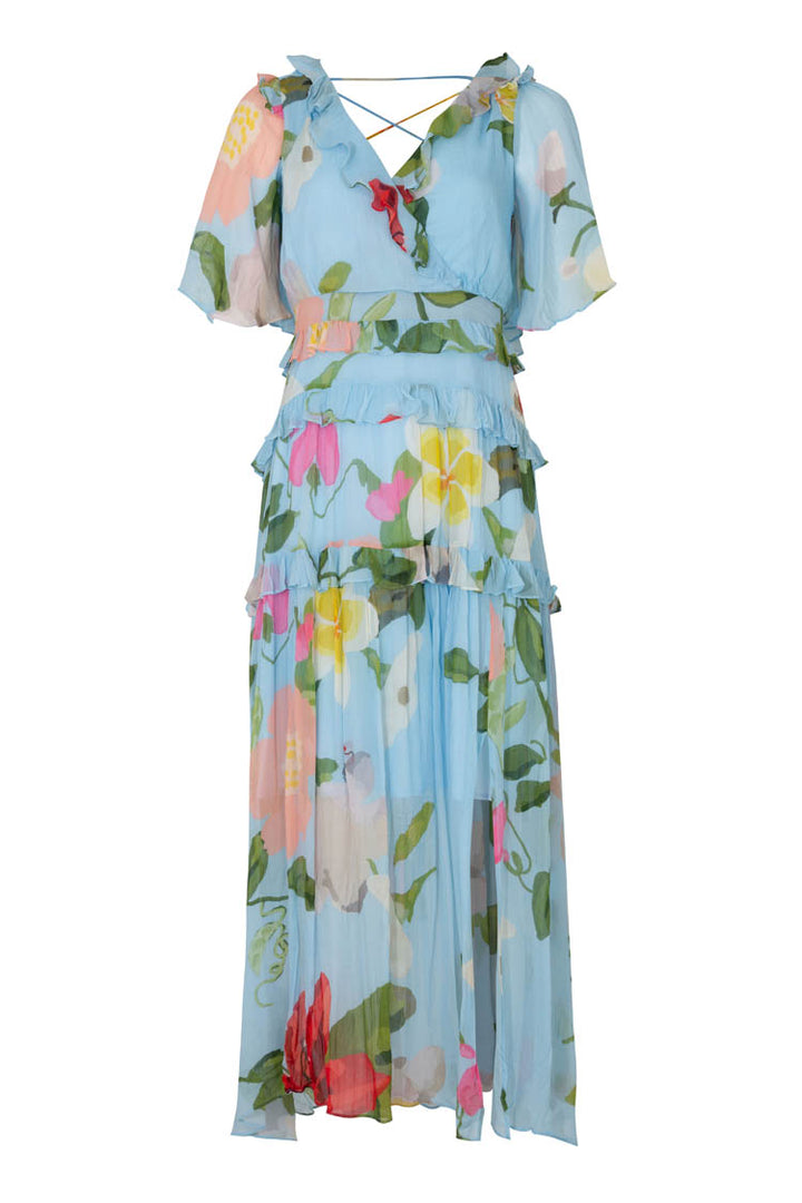 Lace It Up Dress in Blue Floral | FINAL SALE