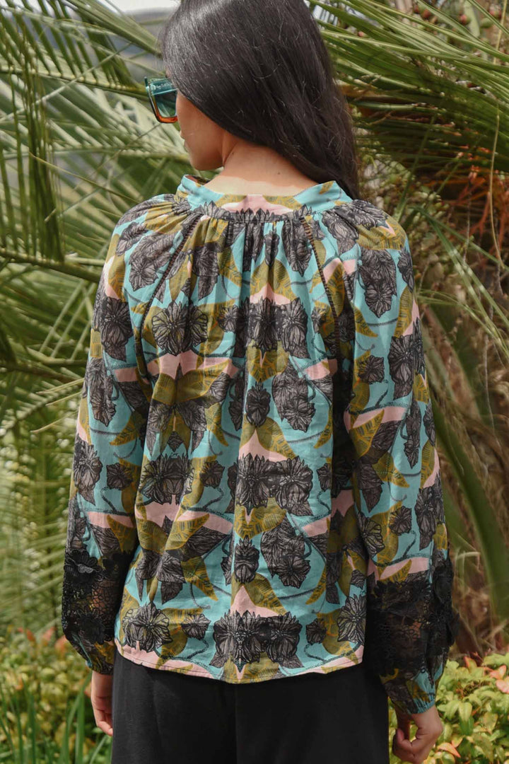 Lace To The Top Blouse in Lotus Of Love