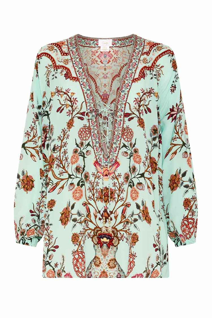 Lace Up Blouse in Weaving Worlds | FINAL SALE
