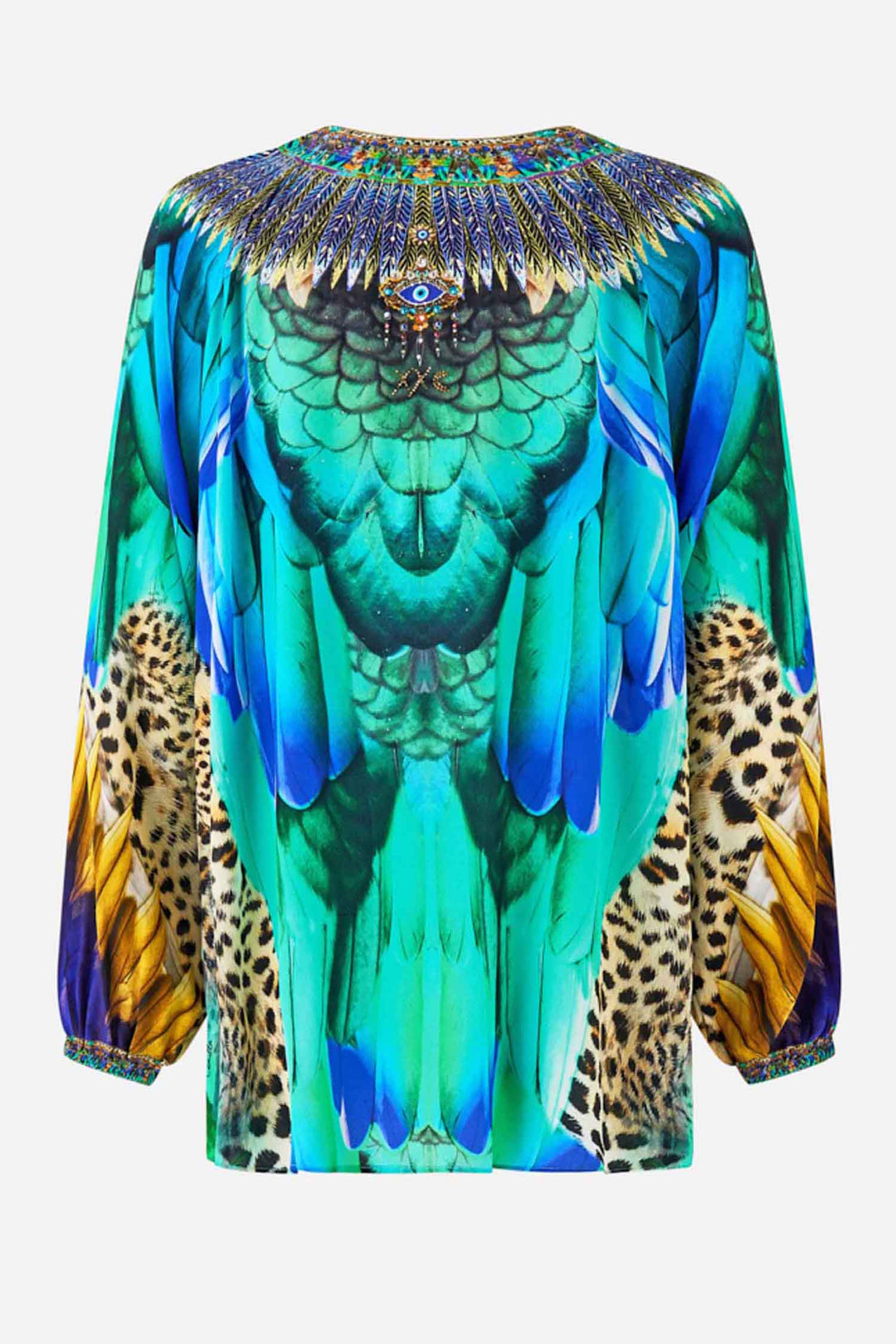 Lace Up Blouse in Jungle Flight