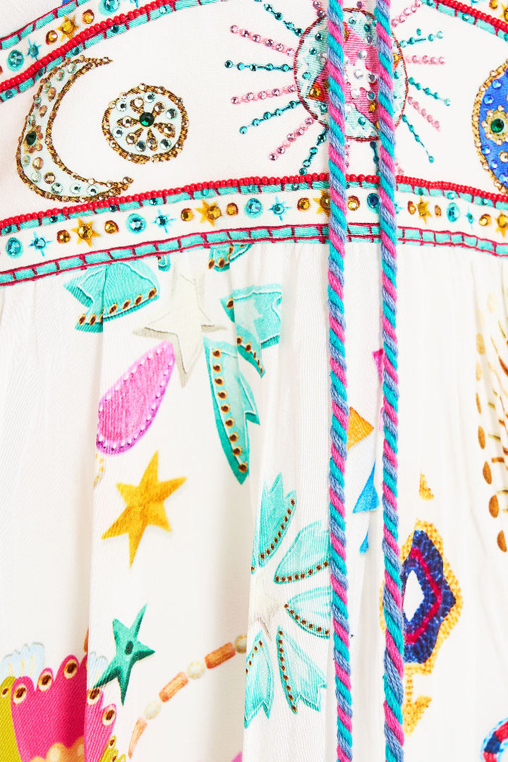 Lace Up Front Short Dress in Living in Colour
