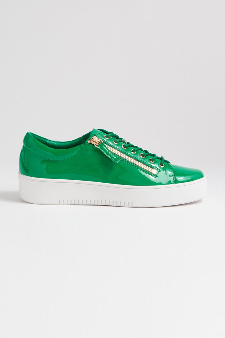 Laila Patent Leather Sneaker in Emerald