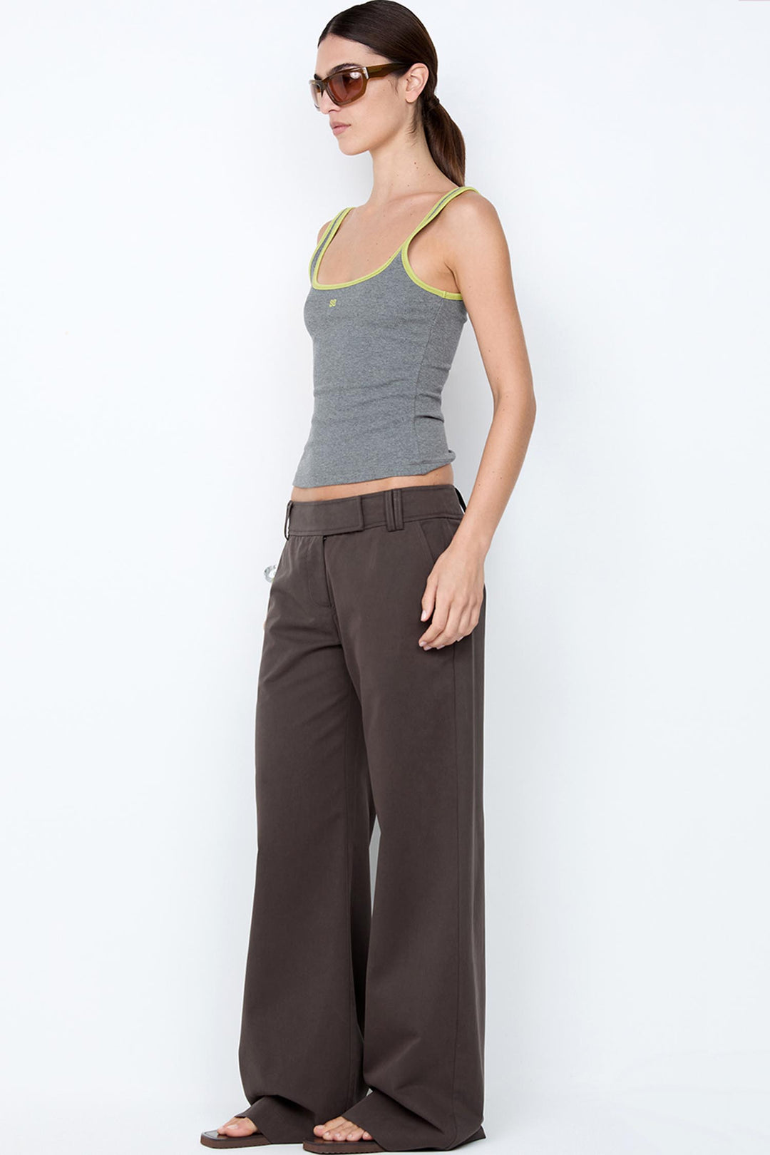 Lana Square Neck Tank in Grey Marle Lime