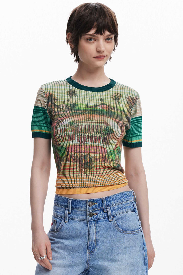 Landscape Print SS Knit T-shirt