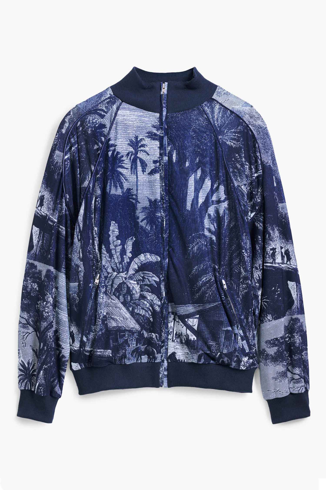 Landscape Print Zip Sweatshirt Jacket