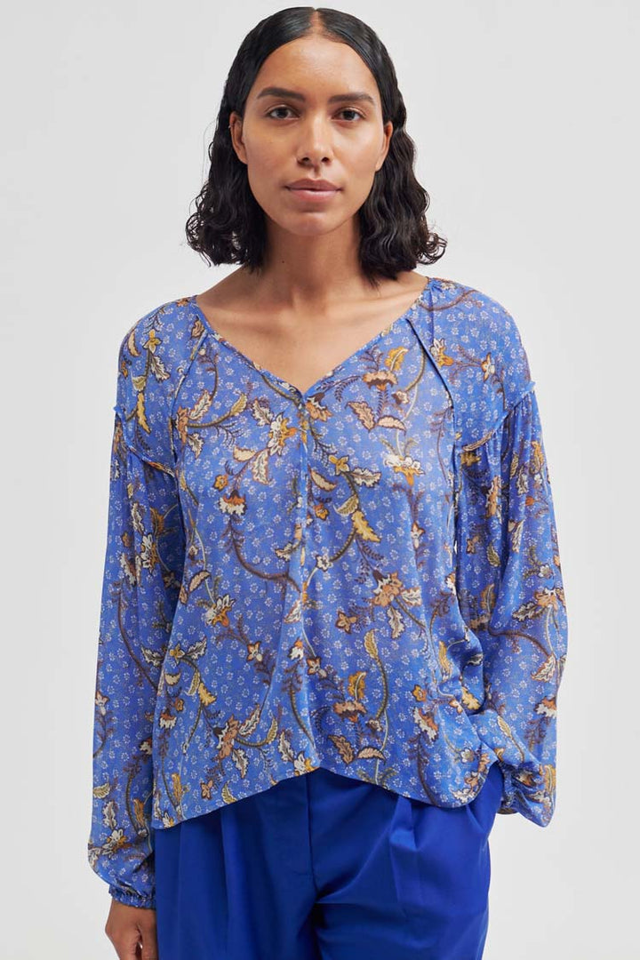 Lantana Floral V-neck Blouse