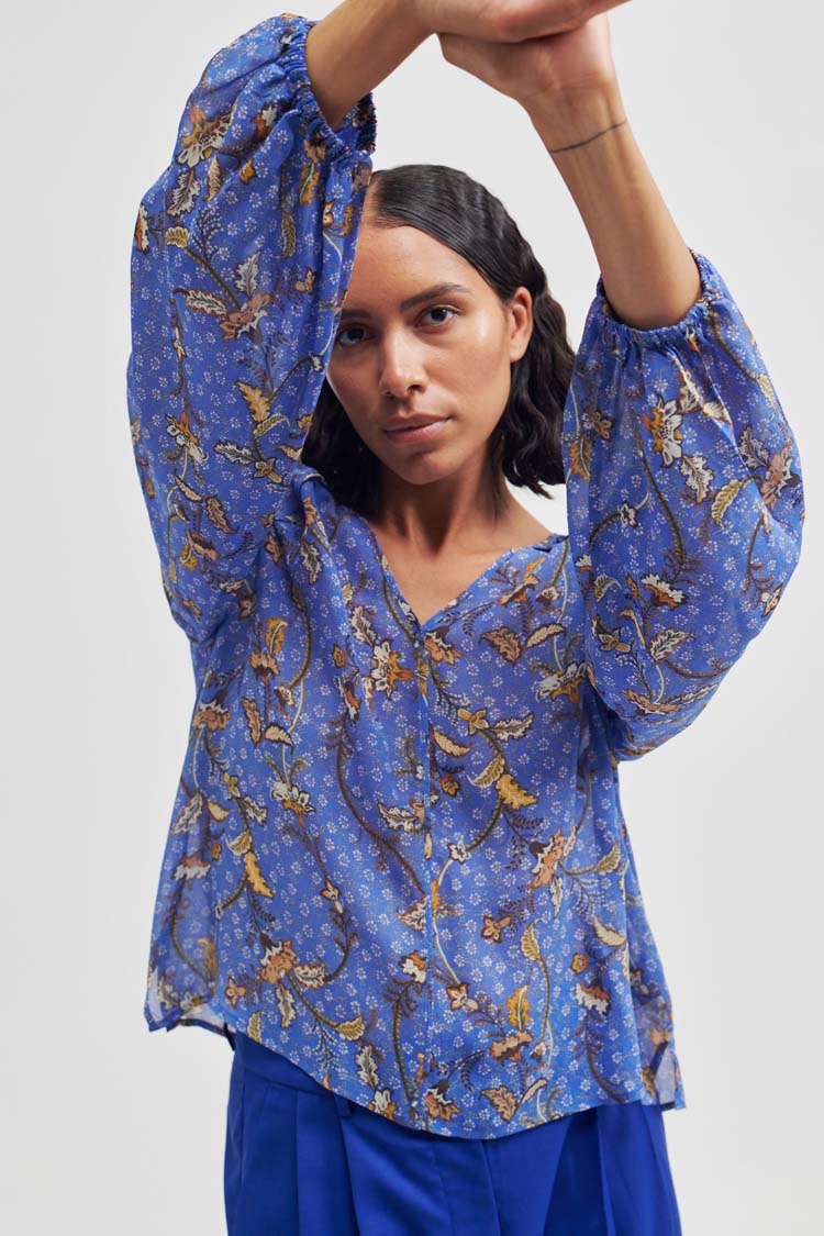 Lantana Floral V-neck Blouse