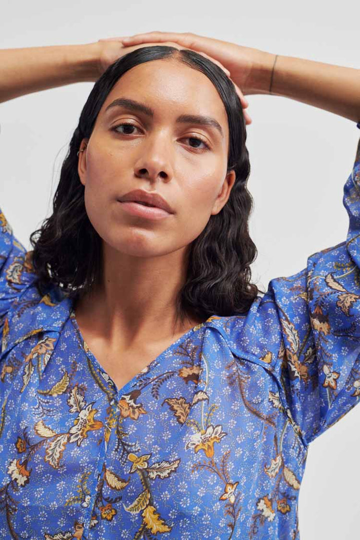 Lantana Floral V-neck Blouse