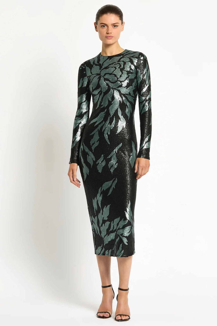 Larissa Midi Dress in Mint Black