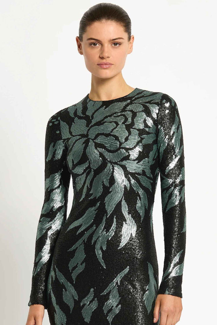 Larissa Midi Dress in Mint Black
