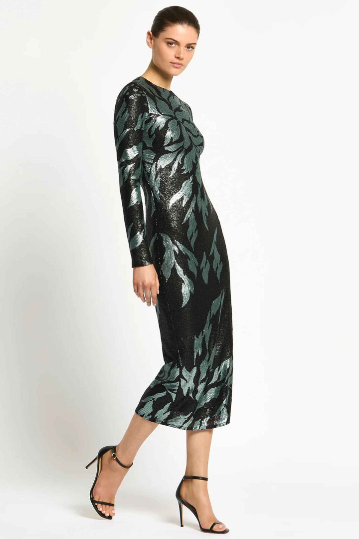 Larissa Midi Dress in Mint Black