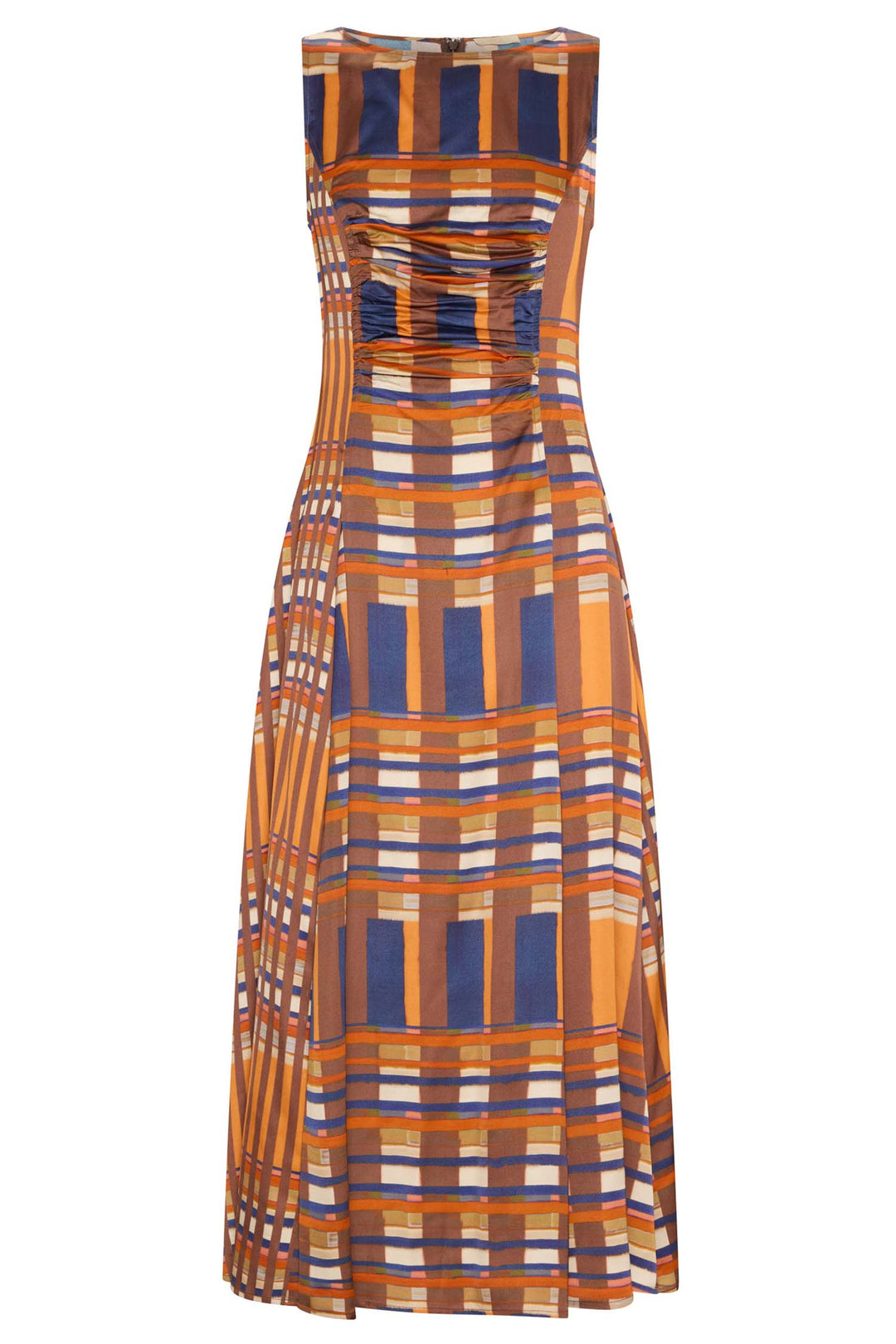 Lattice Gathered Dress in Amber Check