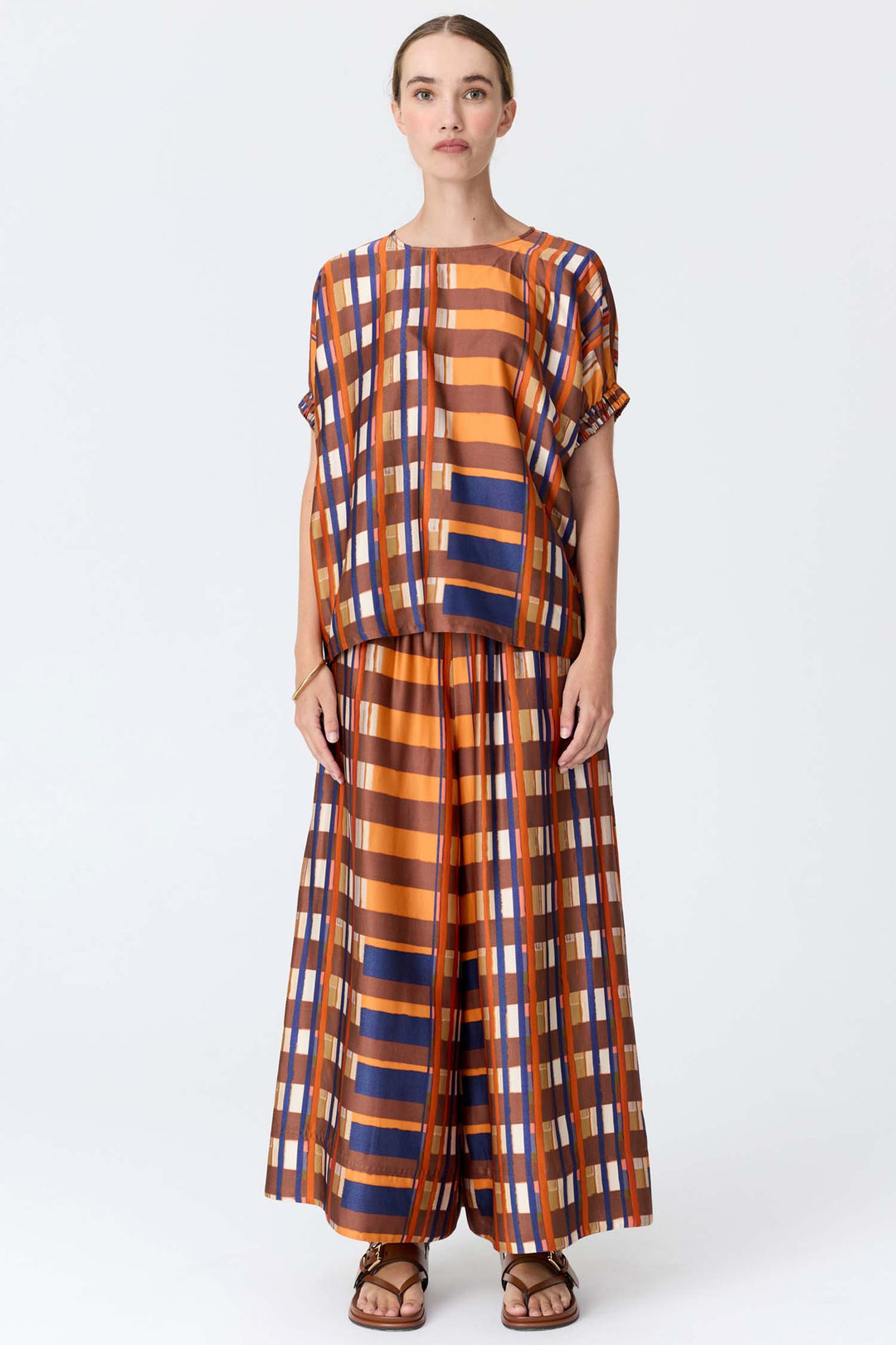 Lattice Pant in Amber Check