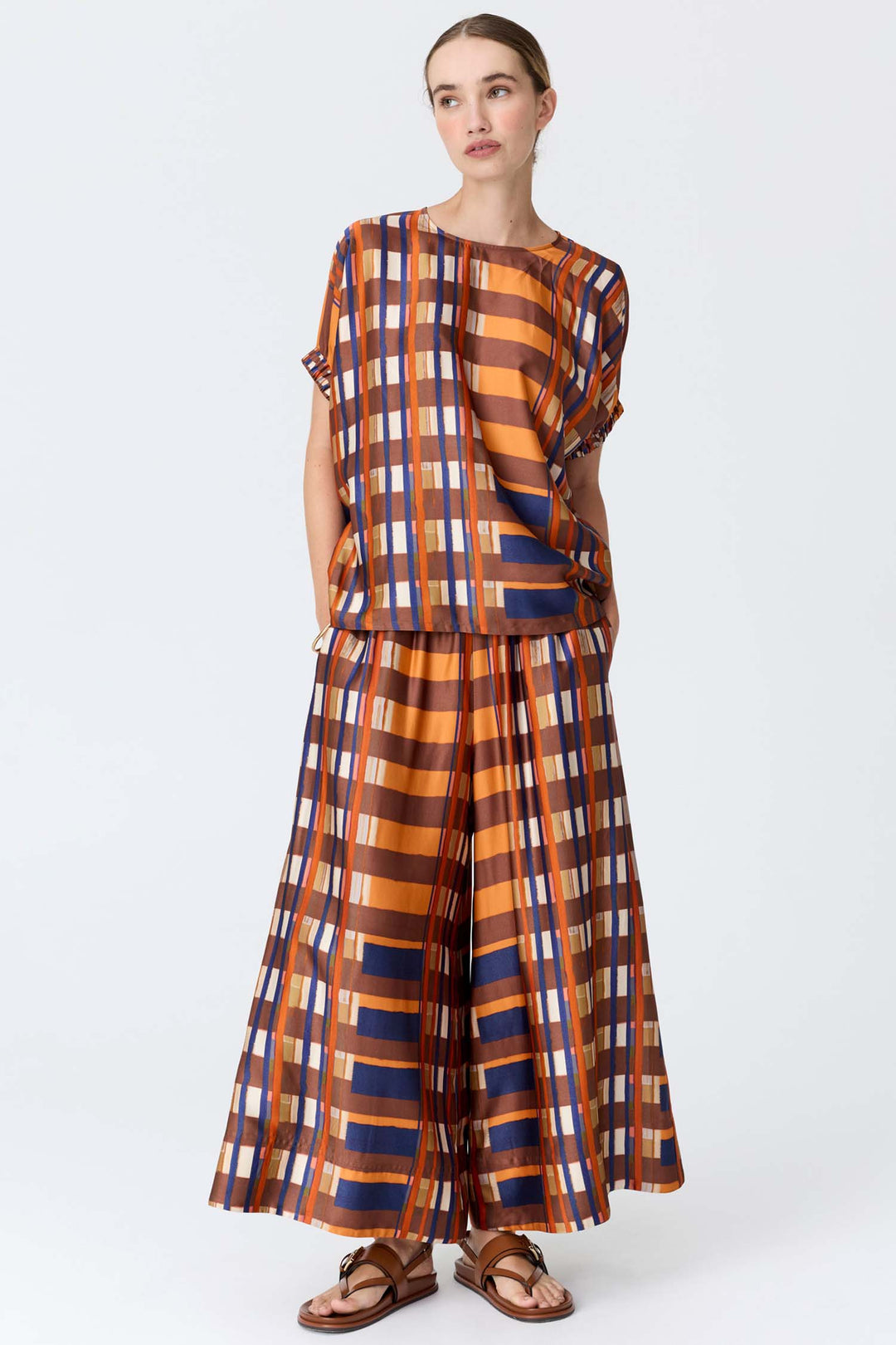 Lattice Pant in Amber Check