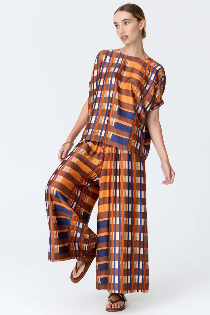 Lattice Pant in Amber Check