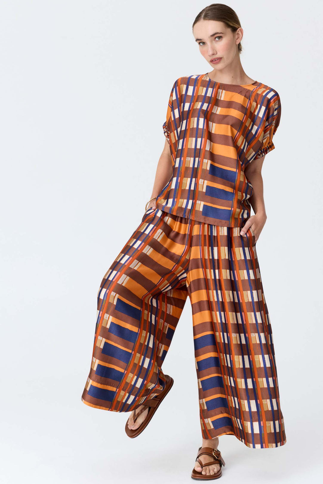 Lattice Pant in Amber Check