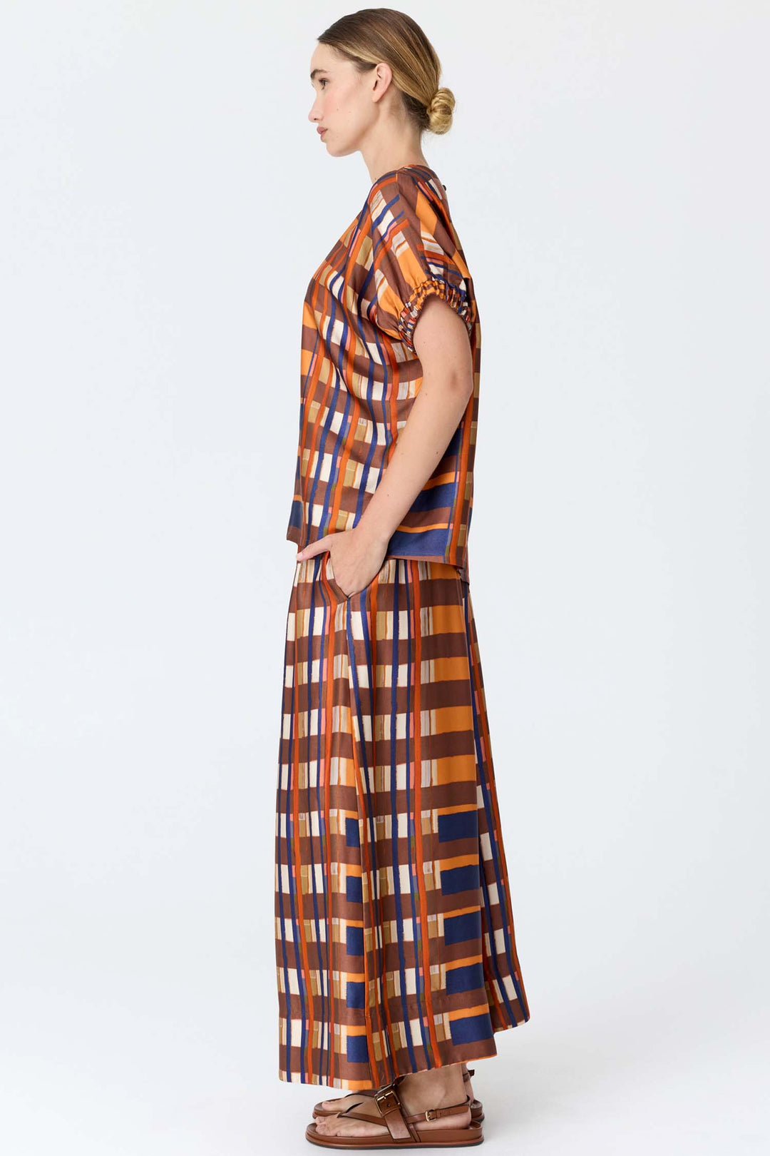 Lattice Pant in Amber Check