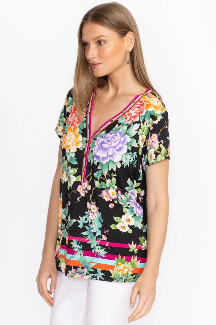 Le Jardin Fav Button Neck Tee