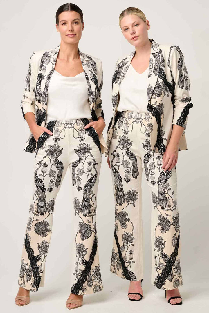 Leandro Contrast Lace Stretch Blazer in Imperial Stone