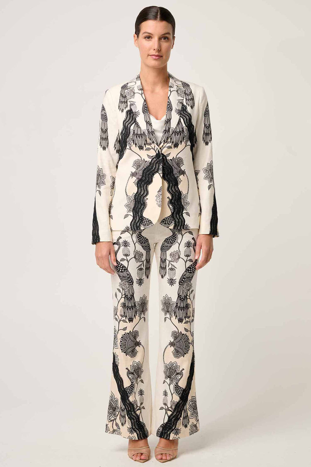 Leandro Contrast Lace Stretch Blazer in Imperial Stone