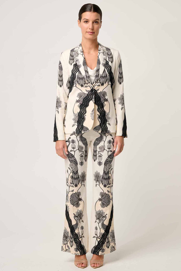 Leandro Contrast Lace Stretch Blazer in Imperial Stone